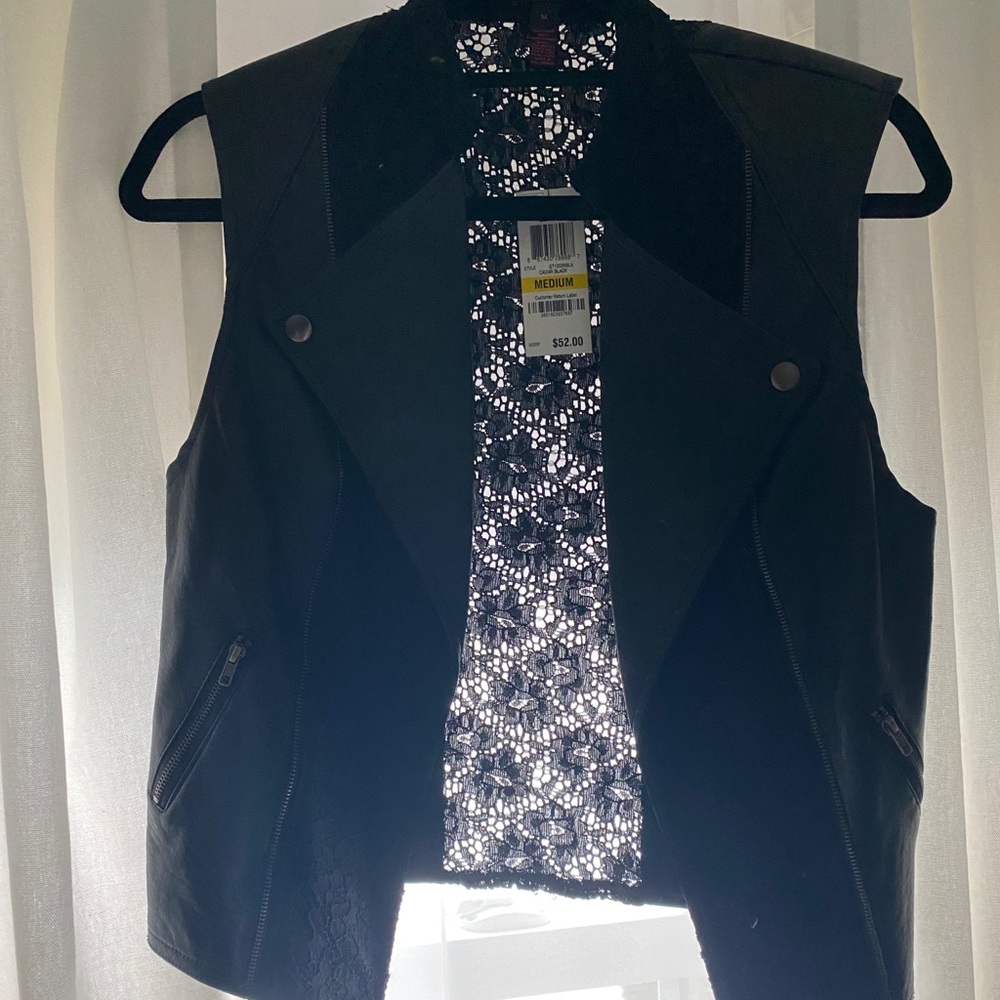 Black Material Girl Faux Leather Vest
